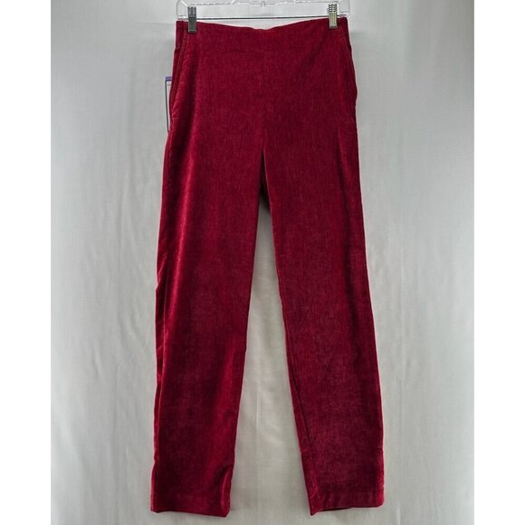 Hilary Radley Pants - Hilary Radley Pants Womens Sz XS Velvet Mid Rise Slim Pull On Elastic Waist Red